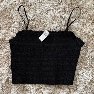 GAP Black Smocked Crop Tank